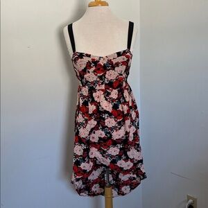BLU MOON FLORAL DRESS Size Small High Low Roses Peonies